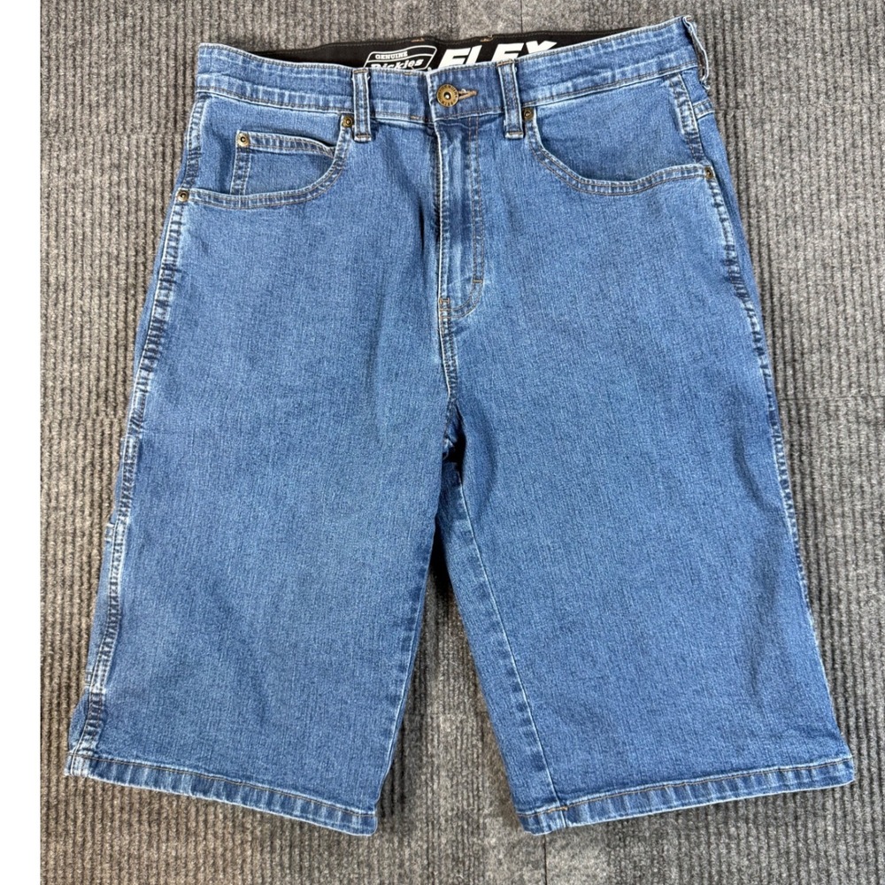 Dickies Genuine Flex Mens Carpenter Denim Shorts Blue Medium Wash 32